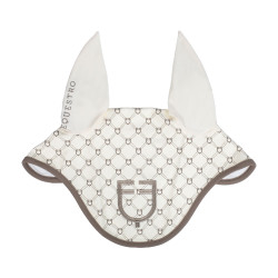 Cuffia Equestro con monogramma stampato Bianco antico / noce Cuffia Equestro con monogramma stampato Bianco antico / noce