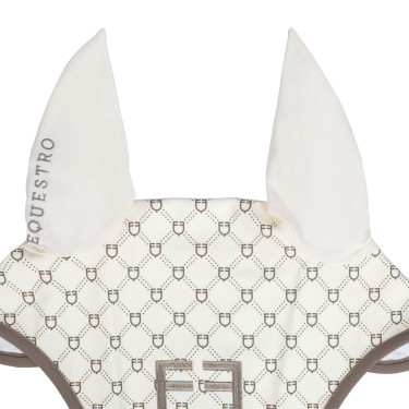 Cuffia Equestro con monogramma stampato Bianco antico / noce Cuffia Equestro con monogramma stampato Bianco antico / noce