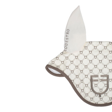 Cuffia Equestro con monogramma stampato Bianco antico / noce Cuffia Equestro con monogramma stampato Bianco antico / noce