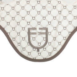 Cuffia Equestro con monogramma stampato Bianco antico / noce Cuffia Equestro con monogramma stampato Bianco antico / noce