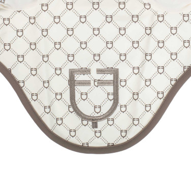 Cuffia Equestro con monogramma stampato Bianco antico / noce Cuffia Equestro con monogramma stampato Bianco antico / noce
