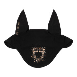 Cuffia Equestro in tessuto tecnico con logo in strass Nero Cuffia Equestro in tessuto tecnico con logo in strass Nero