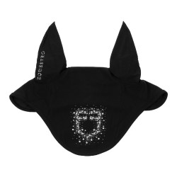 Cuffia Equestro in tessuto tecnico con logo in strass Nero / nero