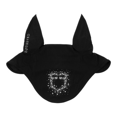 Cuffia Equestro in tessuto tecnico con logo in strass Nero / nero
