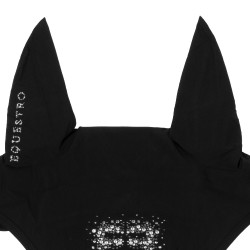 Cuffia Equestro in tessuto tecnico con logo in strass Nero / nero