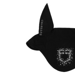 Cuffia Equestro in tessuto tecnico con logo in strass Nero / nero