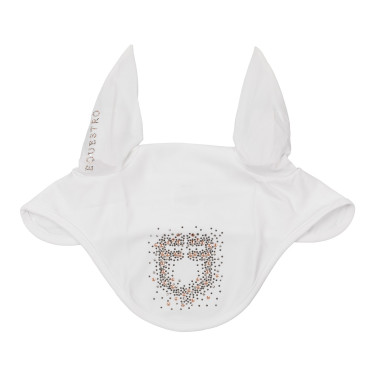 Cuffia Equestro in tessuto tecnico con logo in strass Bianco Cuffia Equestro in tessuto tecnico con logo in strass Bianco