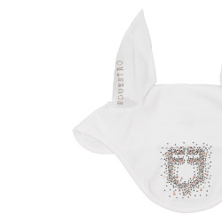 Cuffia Equestro in tessuto tecnico con logo in strass Bianco Cuffia Equestro in tessuto tecnico con logo in strass Bianco