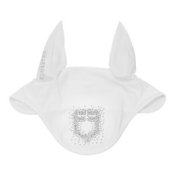 Cuffia Equestro in tessuto tecnico con logo in strass Bianco / bianco