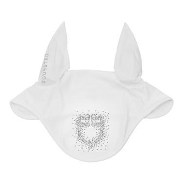 Cuffia Equestro in tessuto tecnico con logo in strass Bianco / bianco