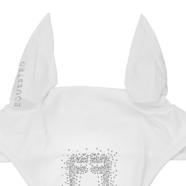 Cuffia Equestro in tessuto tecnico con logo in strass Bianco / bianco