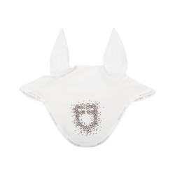Cuffia Equestro in tessuto tecnico con logo glitterato Bianco