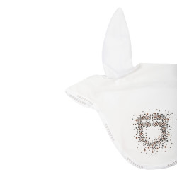 Cuffia Equestro in tessuto tecnico con logo glitterato Bianco