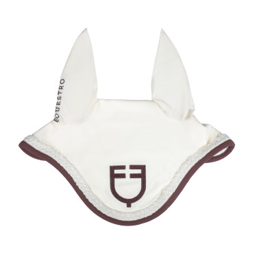 Cuffia Equestro con cordoncino intrecciato Bianco antico / marrone