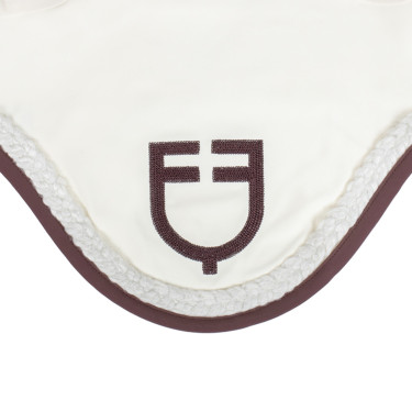 Cuffia Equestro con cordoncino intrecciato Bianco antico / marrone