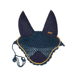 Cuffia per cavallo Derby in cotone Blu navy / dorato / blu navy Blu marino