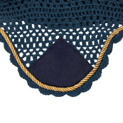 Cuffia per cavallo Derby in cotone Blu navy / dorato / blu navy Blu marino