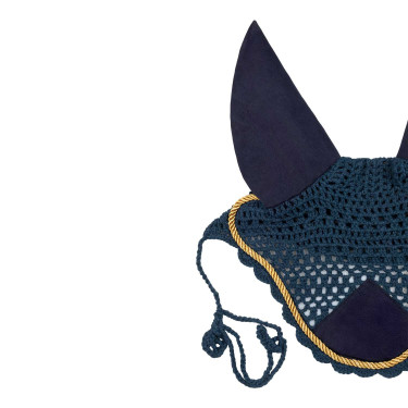 Cuffia per cavallo Derby in cotone Blu navy / dorato / blu navy Blu marino