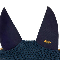 Cuffia per cavallo Derby in cotone Blu navy / dorato / blu navy Blu marino