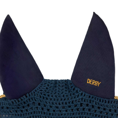 Cuffia per cavallo Derby in cotone Blu navy / dorato / blu navy Blu marino