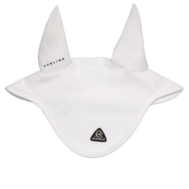 Cuffia antimosche Acavallo Sublime in Spandex con patch logo in silicone Bianco Cuffia antimosche Acavallo Sublime in Spandex con patch logo in silicone Bianco