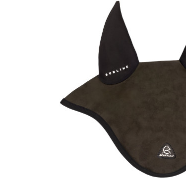 Cuffia anti-mosche Acavallo Sublime in Louvre con patch logo in silicone Marrone