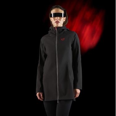 Giacca lunga impermeabile da donna Equestro Ridertechnology Nero
