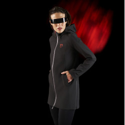 Giacca lunga impermeabile da donna Equestro Ridertechnology Nero
