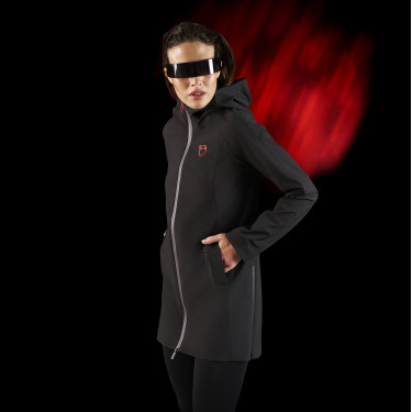 Giacca lunga impermeabile da donna Equestro Ridertechnology Nero