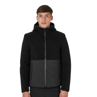Giacca impermeabile da uomo con inserti in tessuto Teddy Equestro Nero