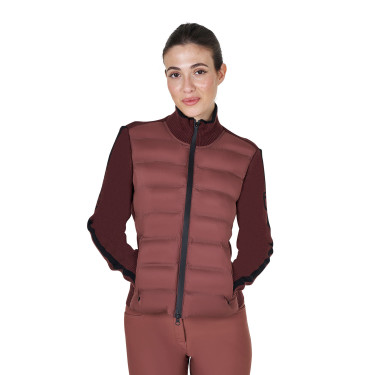 Giacca da donna Equestro in nylon e maglia con cerniera Marrone