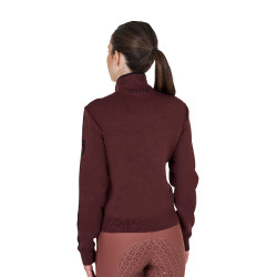 Giacca da donna Equestro in nylon e maglia con cerniera Marrone