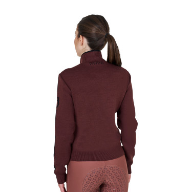 Giacca da donna Equestro in nylon e maglia con cerniera Marrone