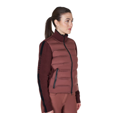 Giacca da donna Equestro in nylon e maglia con cerniera Marrone