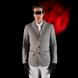 Giacca da concorso uomo Equestro Ridertechnology con cuciture termosaldate Uccello beffardo Grigio