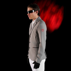 Giacca da concorso uomo Equestro Ridertechnology con cuciture termosaldate Uccello beffardo Grigio