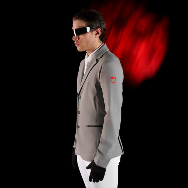 Giacca da concorso uomo Equestro Ridertechnology con cuciture termosaldate Uccello beffardo Grigio