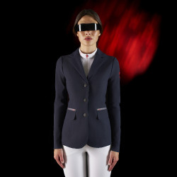 Giacca da concorso da donna Equestro Ridertechnology con cuciture termosaldate Marina Blu marino