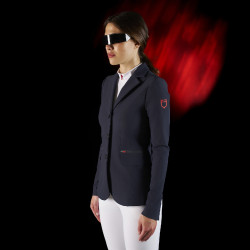 Giacca da concorso da donna Equestro Ridertechnology con cuciture termosaldate Marina Blu marino