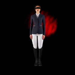Giacca da concorso da donna Equestro Ridertechnology con cuciture termosaldate Marina Blu marino