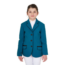Giacca da concorso Equestro da bambina in tessuto tecnico Blu corallo Giacca da concorso Equestro da bambina in tessuto tecnico Blu corallo