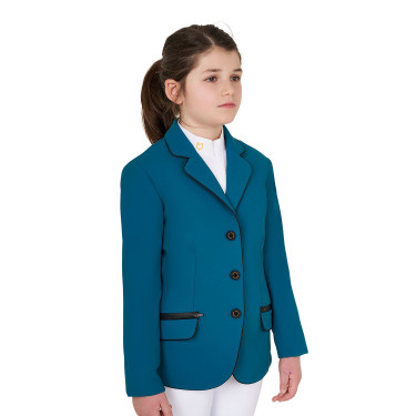 Giacca da concorso Equestro da bambina in tessuto tecnico Blu corallo Giacca da concorso Equestro da bambina in tessuto tecnico Blu corallo