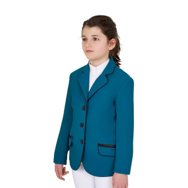 Giacca da concorso Equestro da bambina in tessuto tecnico Blu corallo Giacca da concorso Equestro da bambina in tessuto tecnico Blu corallo