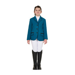 Giacca da concorso Equestro da bambina in tessuto tecnico Blu corallo Giacca da concorso Equestro da bambina in tessuto tecnico Blu corallo