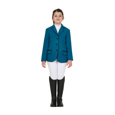 Giacca da concorso Equestro da bambina in tessuto tecnico Blu corallo Giacca da concorso Equestro da bambina in tessuto tecnico Blu corallo