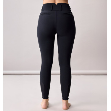 Pantaloni da equitazione donna a vita alta Horseware Allora Alessandro Albanese con grip al ginocchio Nero