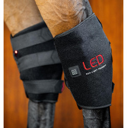 Protettore del garretto Horseware Therapy con luce LED rossa Nero / nero Protettore del garretto Horseware Therapy con luce LED rossa Nero / nero