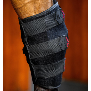 Protettore del garretto Horseware Therapy con luce LED rossa Nero / nero Protettore del garretto Horseware Therapy con luce LED rossa Nero / nero
