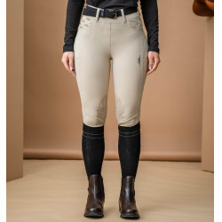 Pantaloni ibridi Horseware con grip al ginocchio AA Fina donna spazzolati Beige