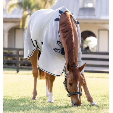Camicia anti-mosche Horseware Rambo Protector Fieldsafe Argento / blu navy